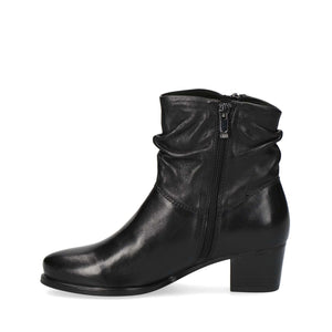 Caprice Mid Heel Slouch Ankle Boot Black