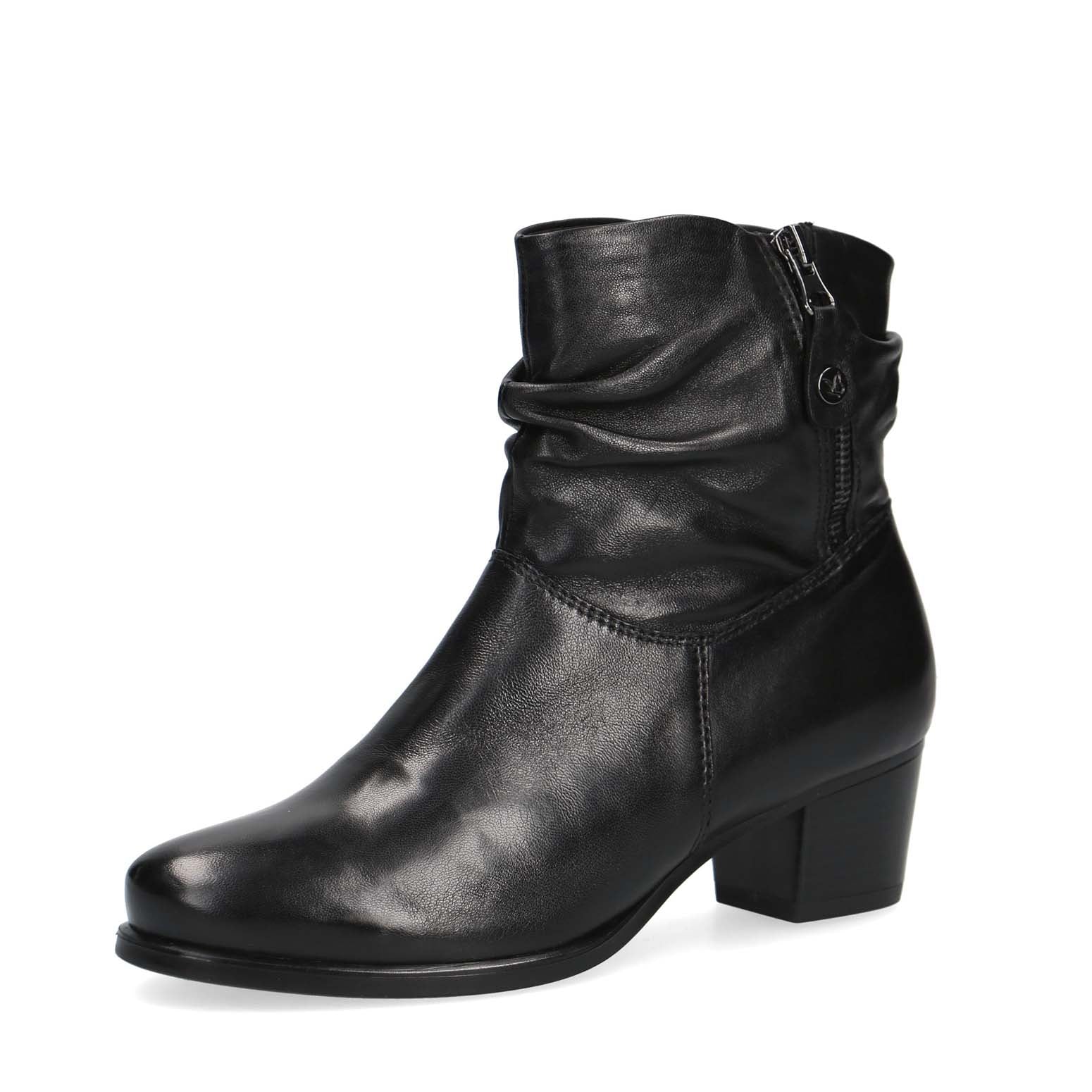 Caprice Mid Heel Slouch Ankle Boot Black