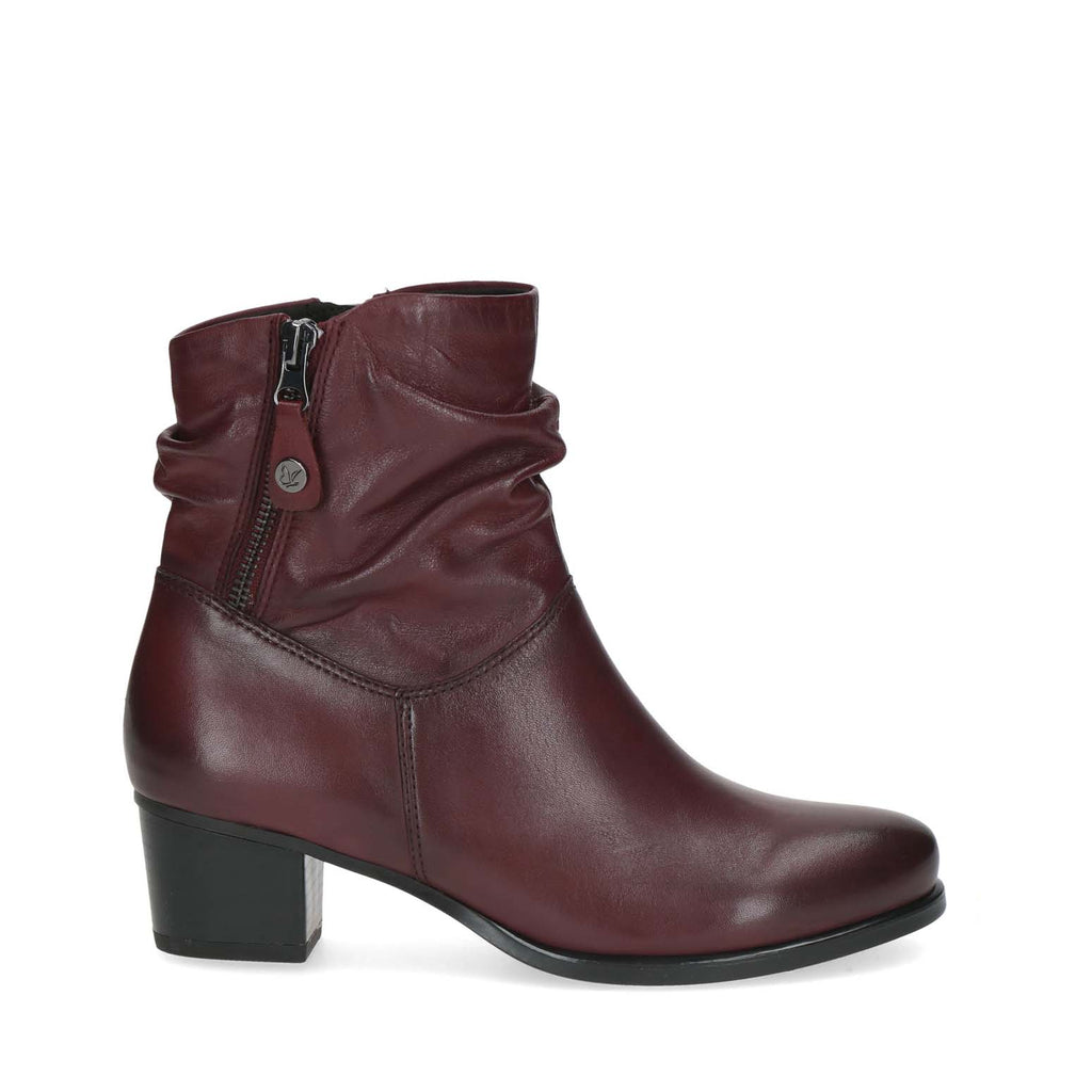 Caprice Mid Heel Slouch Ankle Boot Bordeaux Nappa