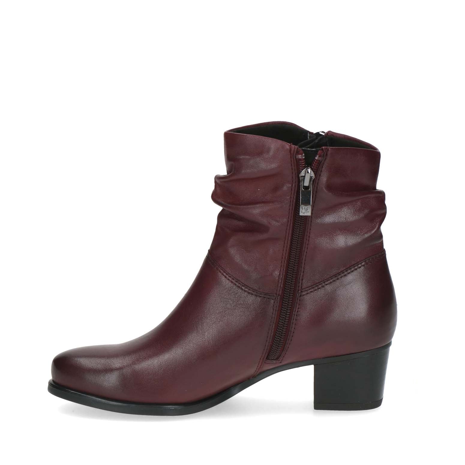 Caprice Mid Heel Slouch Ankle Boot Bordeaux Nappa