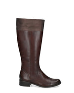 Caprice Classic Low Heel Leather Knee High Dark Brown Comb