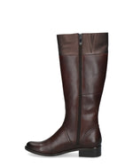 Caprice Classic Low Heel Leather Knee High Dark Brown Comb