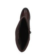 Caprice Classic Low Heel Leather Knee High Dark Brown Comb