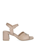 Caprice Block Heel Sandal Beige Gold