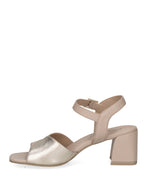 Caprice Block Heel Sandal Beige Gold