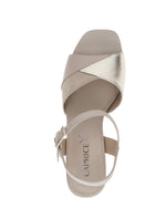 Caprice Block Heel Sandal Beige Gold