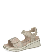 Caprice Wedge Velcro Sandals Off White Multi