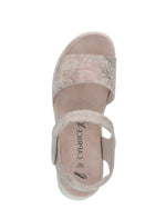 Caprice Wedge Velcro Sandals Off White Multi
