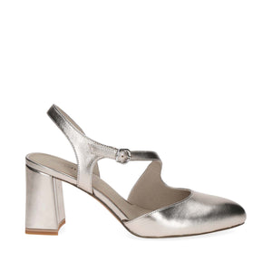 Caprice Closed Toe Sling Back Taupe Metallic