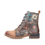 Rieker Laced Ankle Boots Floral Tan Multi