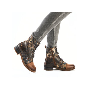 Rieker Laced Ankle Boots Floral Tan Multi