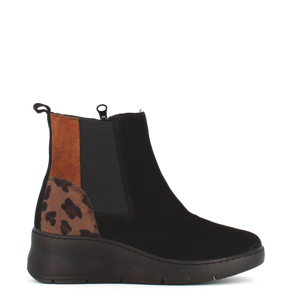 Comart Wedge Ankle Boot Black Leopard