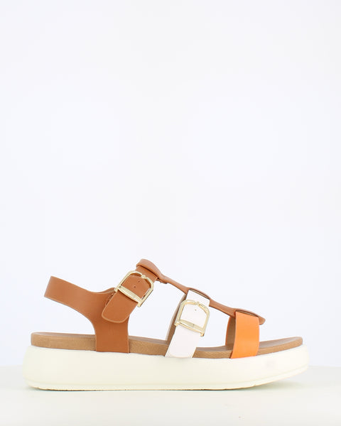 Heavenly Feet Aneta Sandal Tan/White/Gold