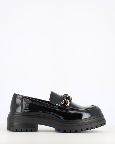 Cinders Edit Classic Chunky Loafer Black Patent