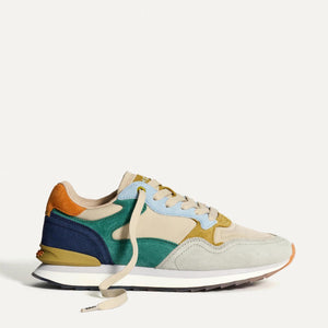 Multicolored sneaker with a white background
