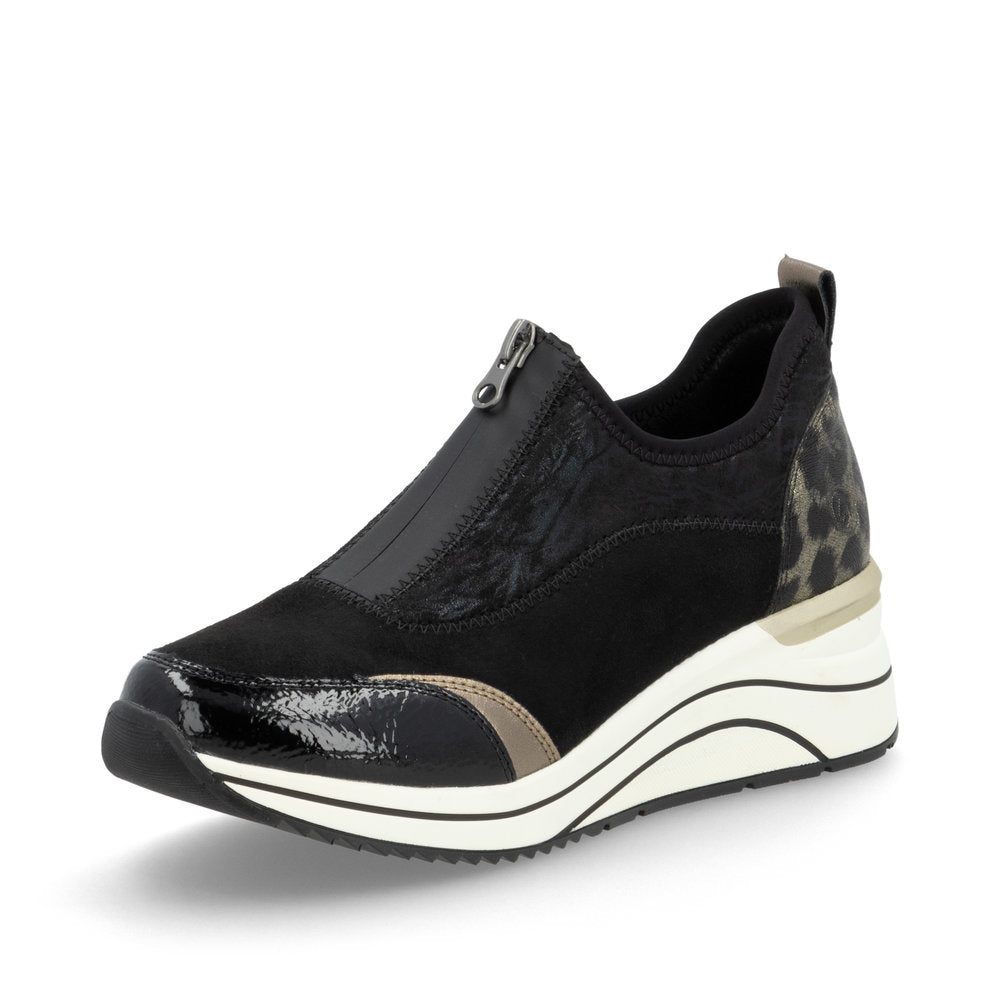 Remonte Casual Wedge Black Micro Print