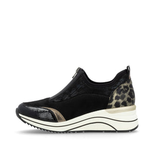 Remonte Casual Wedge Black Micro Print