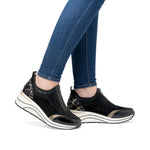 Remonte Casual Wedge Black Micro Print