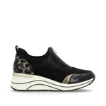 Remonte Casual Wedge Black Micro Print