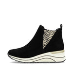 Remonte Chelsea Wedge Ankle Boot Black/Tiger Print