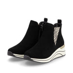 Remonte Chelsea Wedge Ankle Boot Black/Tiger Print