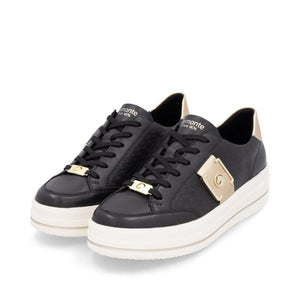 Remonte Wedge Platform Trainer Black Gold