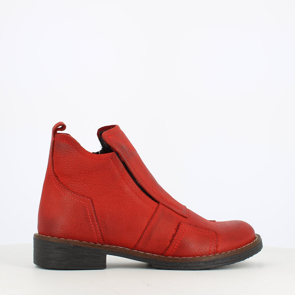 Cinders Edit Low Ankle Boot Patchwork Red