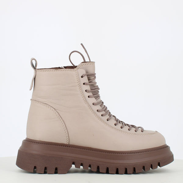 Cinders Edit Leather Laced Boot Taupe