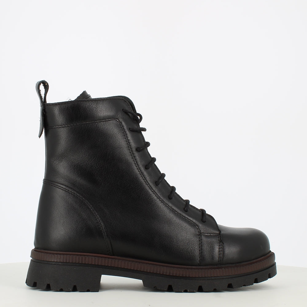 Cinders Edit Leather Military Boot Black