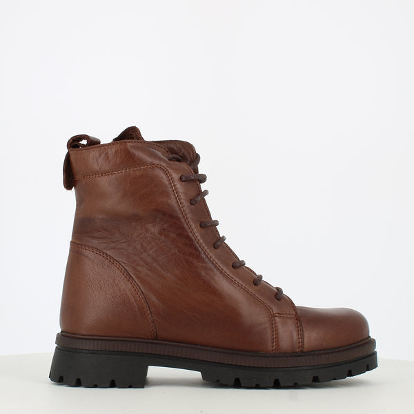 Cinders Edit Leather Military Boot Dark Brown
