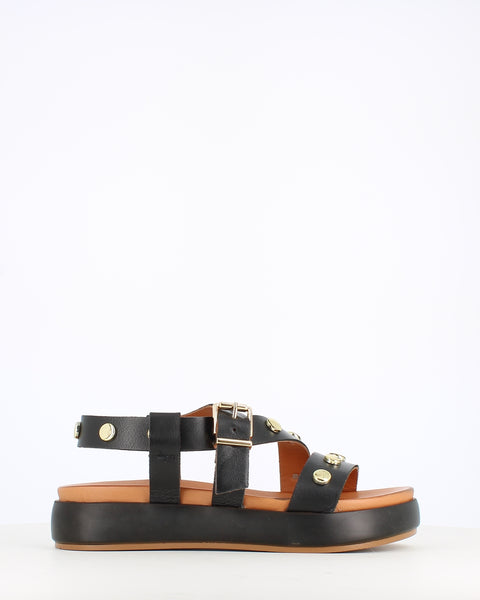 Cinders Edit Chunky Sandal Gold Stud Black