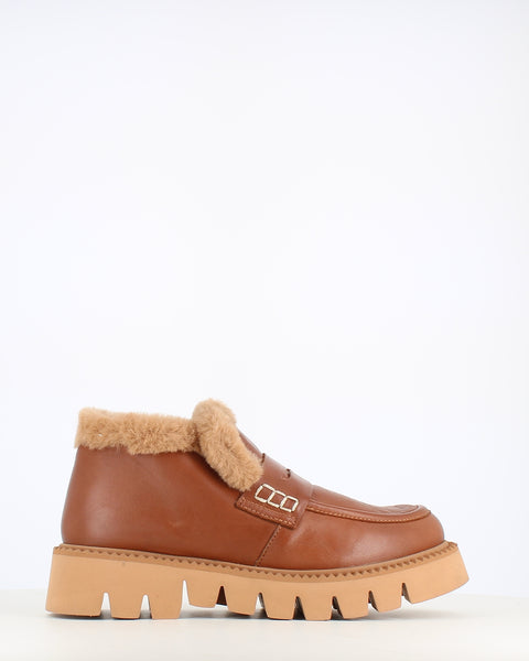 Cinders Edit Chunky Leather Short Boot Tan
