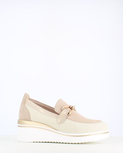 Cinders Edit High Wedge Loafer Beige