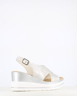Cinders Edit Criss Wedge Sandal Soft Silver