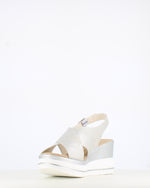 Cinders Edit Criss Wedge Sandal Soft Silver