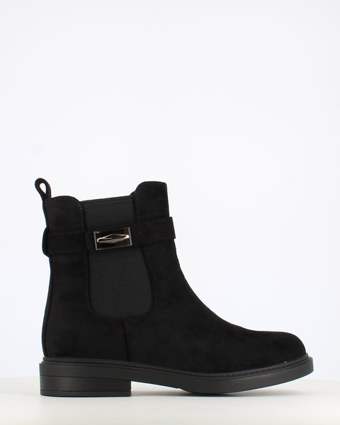 Cinders Edit Low Heel Chelsea Ankle Boot with Buckle Black