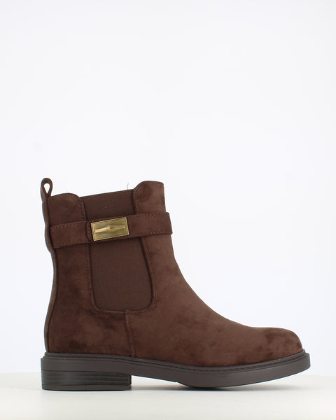 Cinders Edit Low Heel Chelsea Ankle Boot with Buckle Brown