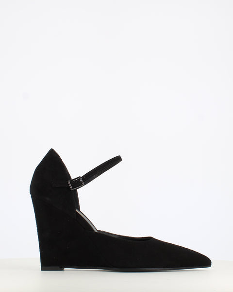 MA+DE 94 Hana Wedge Dressy Suede Shoe Black