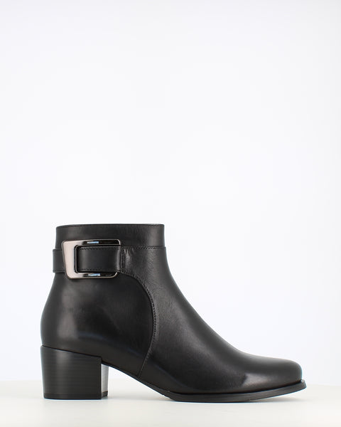 Regarde Le Ciel Jolene Leather Buckle Ankle Boot Black