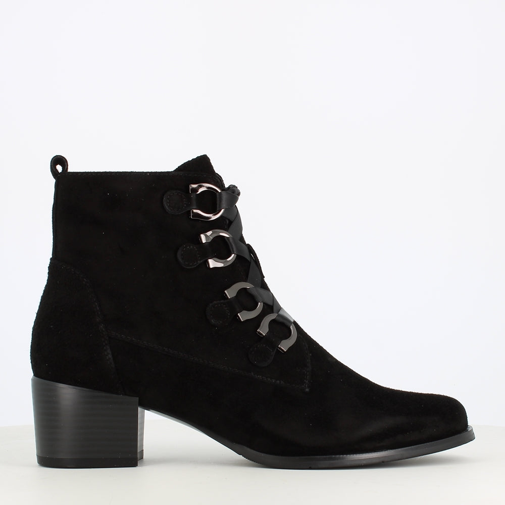 Regarde Le Ciel Jolene Laced Ankle Boot Black Suede