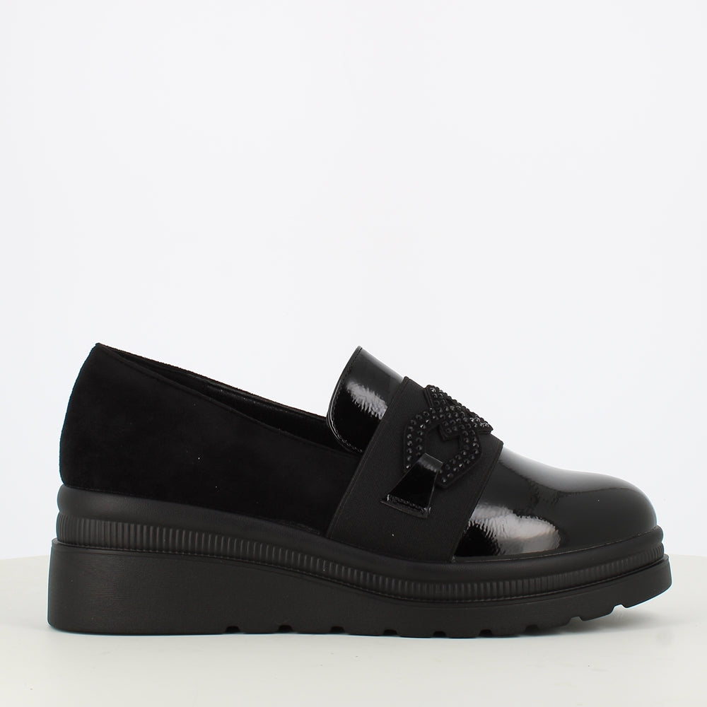 Cinders Edit Wedge Loafer Jet Black