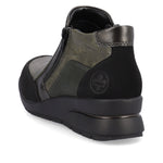 Rieker Low Ankle Boot with Zipper Soft Green/Black
