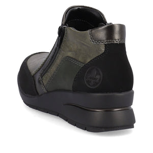 Rieker Low Ankle Boot with Zipper Soft Green/Black