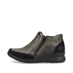 Rieker Low Ankle Boot with Zipper Soft Green/Black