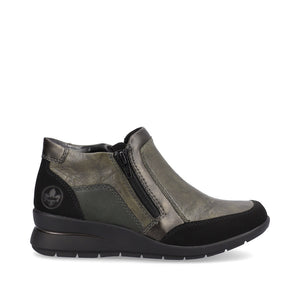 Rieker Low Ankle Boot with Zipper Soft Green/Black