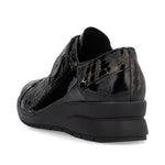 Rieker Velcro Wedge Shoe Black/Bronze Patent Comb