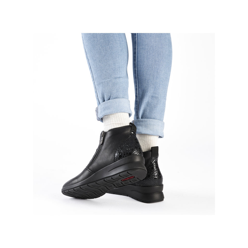 Rieker Double Zip Boot Black Granite