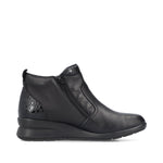 Rieker Low Wedge Zipper Boot Black
