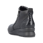 Rieker Low Wedge Zipper Boot Black