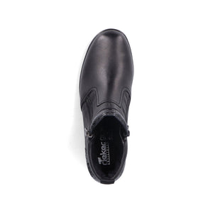 Rieker Low Wedge Zipper Boot Black